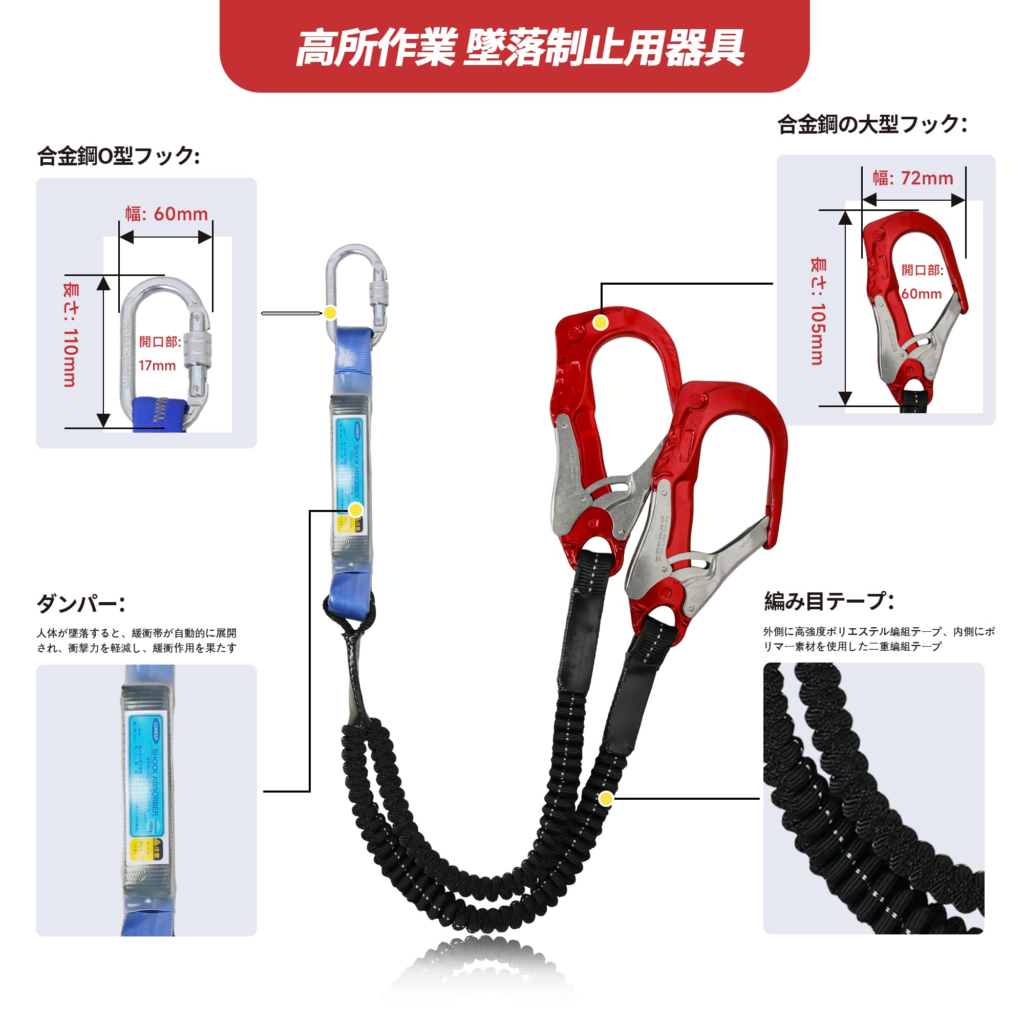 Amazon.co.jp: [UIANSP] 新規格ランヤード 胴ベルト型用